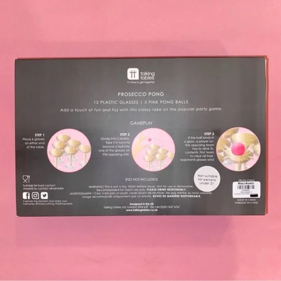 Pink Prosecco Ping Pong Ball Party Game Sparkling Champagne World Market Gifts - Picture 2 of 7